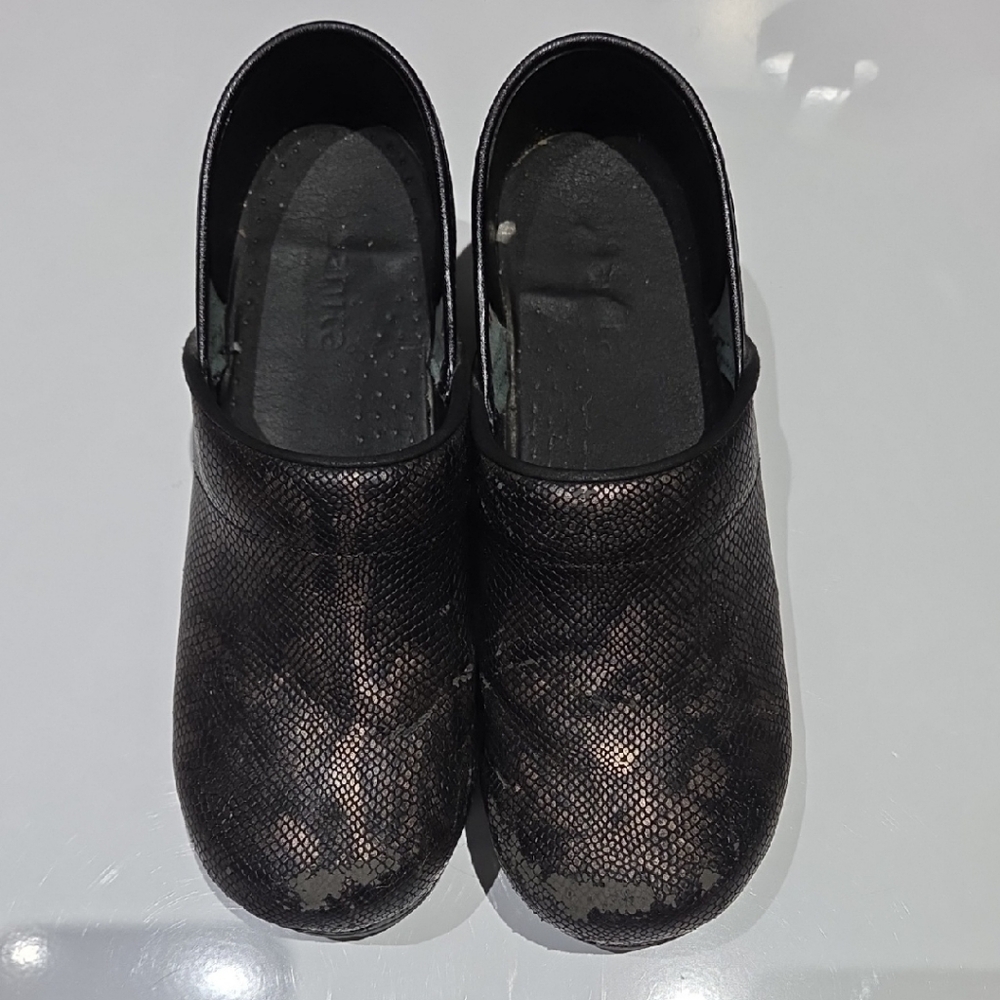 Sanita Black and Gold Women's Clog Work Shoes